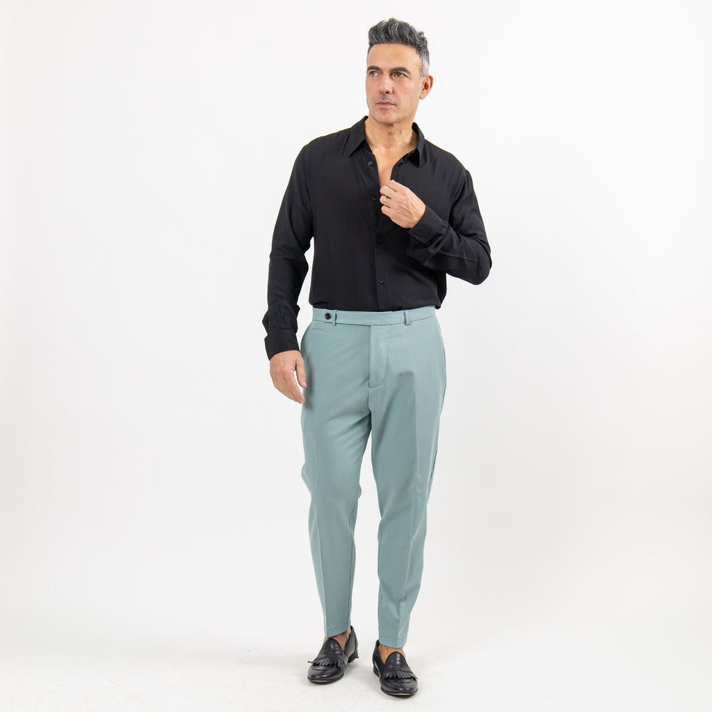 Long Sleeve Viscose Shirt - Black